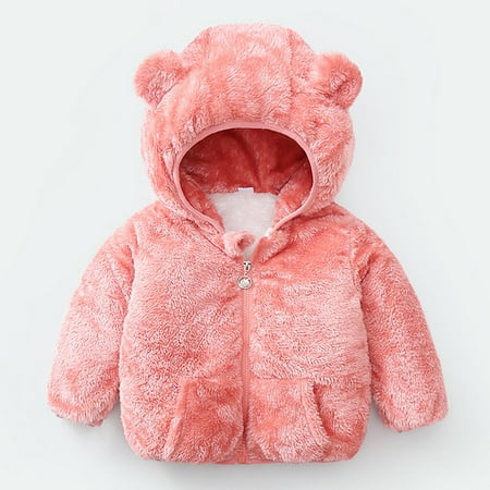 

Juebong Infant Baby Boys Girls Gifts Toddler Kids Baby Gril Boy Cute Ear Zipper Solid Thick Hooded Coat Warm Outwear