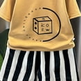 thumbnail image 3 of Kogui Toddler Golf Outfit Boys 2 Piece Outfits Hooded Short Sleeve T-Shirt and Shorts Set Summer Clothes for Kids 4T 5T (Brown,4-5 Years), 3 of 3