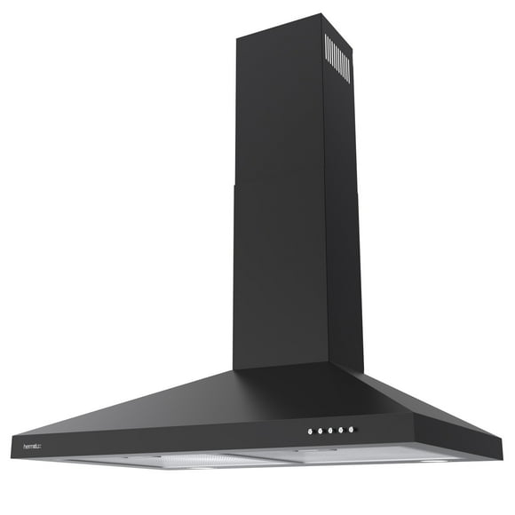 Hermitlux 30” Wall Mount Convertible Range Hood in Black