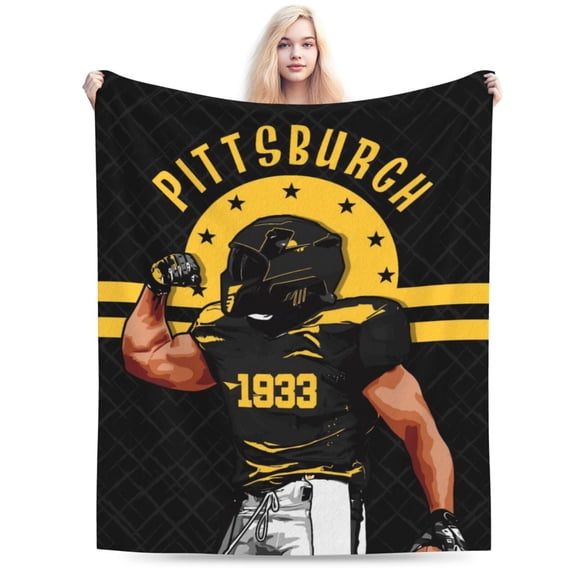 Pittsburgh Football Throw Blanket, Soft Lightweight Plush Warm Blankets For Men Women, Sports Fan Gifts Bed Tapestry for Sofa, Travel, Bed 50"X40"