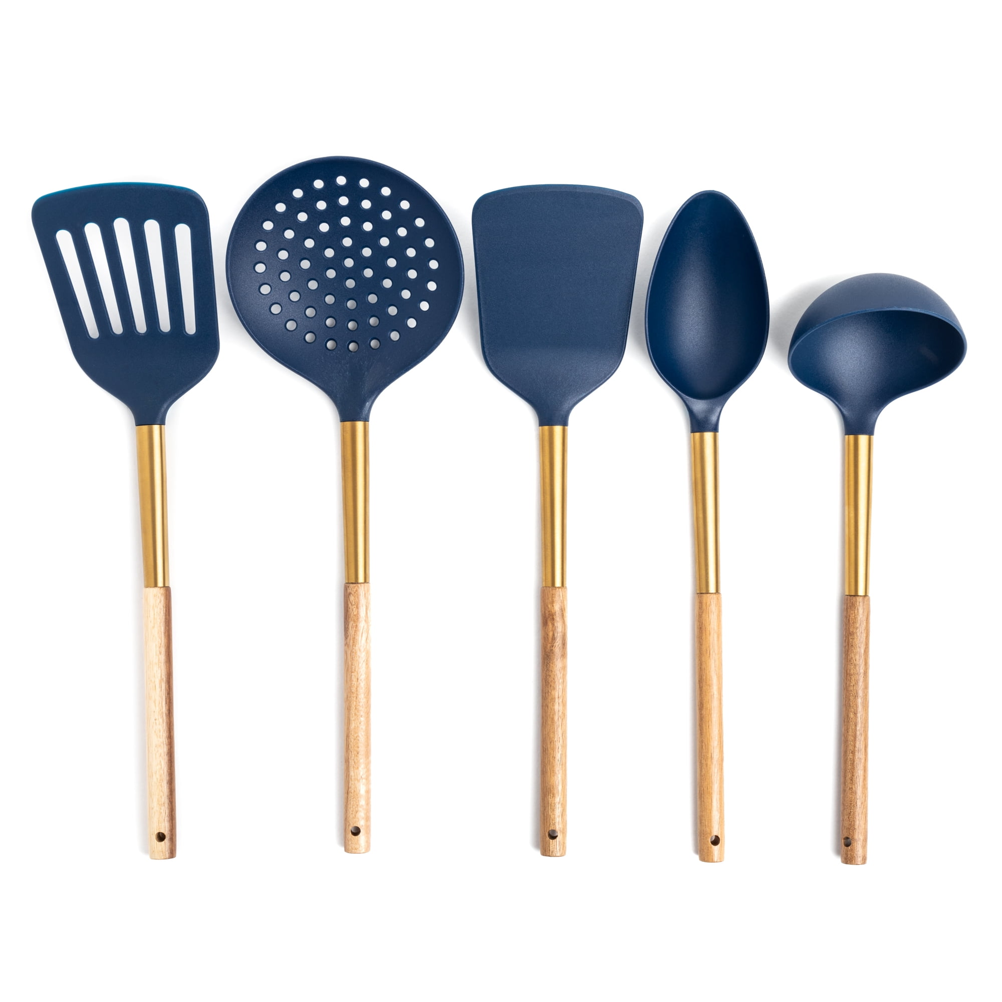 COOK WITH COLOR Set of Five Navy and Rose Gold Silicone Mini Kitchen  Utensil Set