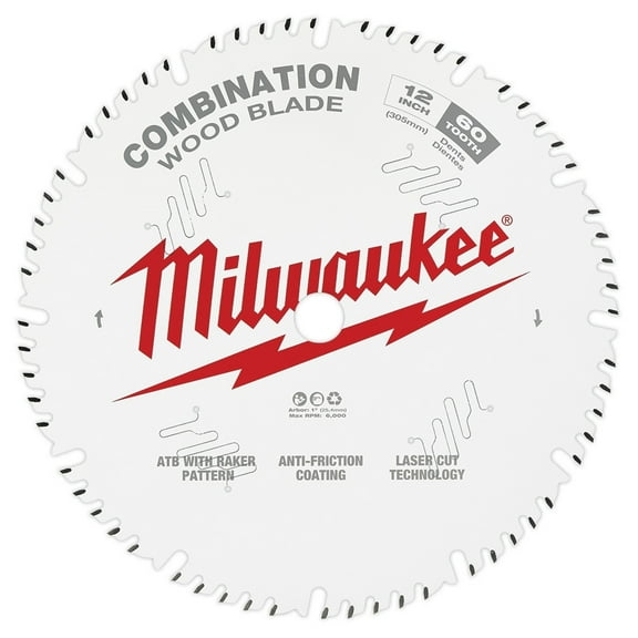 Pack of 1, Milwaukee 48-40-1222 12 In. 60T Combination Circular Saw Blade