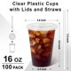 thumbnail image 2 of Vasos de plástico Clawsoff, 473 ml, paquete de 100 con tapas y pajitas, 100 unidades, 2 of 7