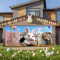 thumbnail image 2 of Garage Door Easter Banner 16x7 ft, Bunny Rabbit & Egg Spring Flower Cover Decoration, Large Outdoor Indoor Hanging Background for Party Supplies & Welcome Decor, 2 of 6