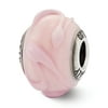 Sterling Silver Reflections Italian Light Pink with Textured Lines Glass Bead