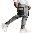 thumbnail image 2 of Men‘s Pockets Patchwork Cargo Trousers Color Block Casual Trousers Long Pants, 2 of 5