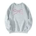 thumbnail image 4 of BDPORKAS Pink Bow Sweatshirt for Women Coquette Sweater Embroidered Sweatshirt Aesthetic Shirt Fall Crewneck Pullover Gray XXL, 4 of 4