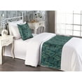 thumbnail image 2 of Tropical Bed Runner Set, Wild Nature Theme Realistic Looking Drawn Exotic Leaf Pattern With Dots, Decorative Bedding Scarf & a Pillow Sham for Hotels Homes, Twin, Forest Green Amber, by Ambesonne, 2 of 3