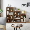 thumbnail image 3 of VECELO 2-Tier Bookcase with Storage Shelves, 21.3" Modern Bookshelf for Organizer Display Stand Home Office, Vertical or Horizontal, Brown, 3 of 7