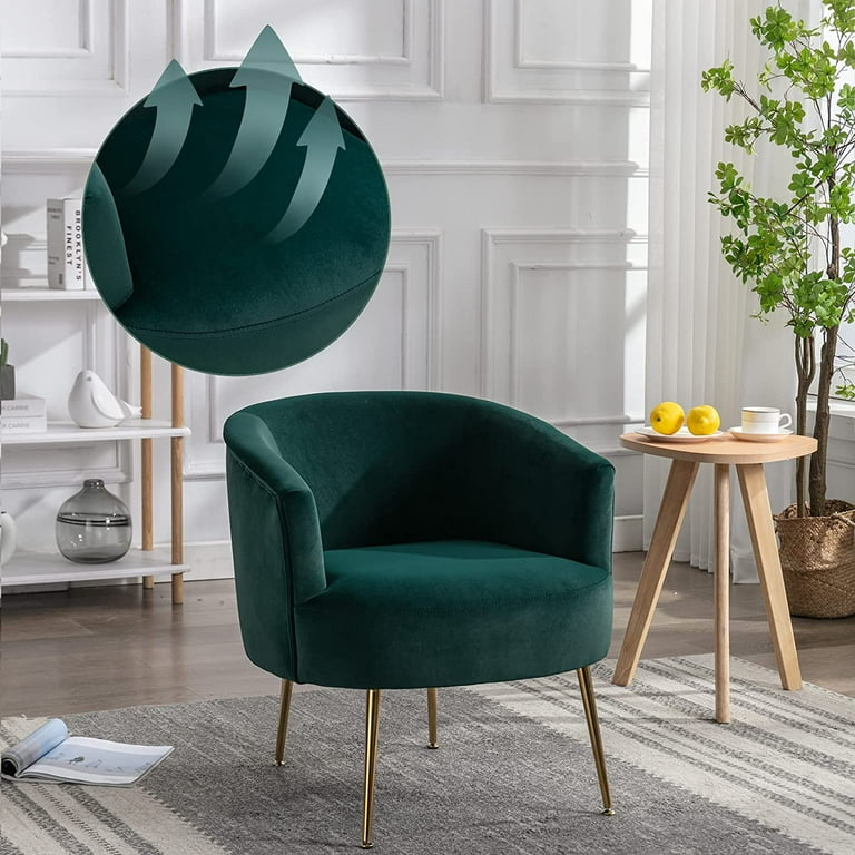 Accent Barrel Chair Modern Velvet Upholstered Club Armchair Arm