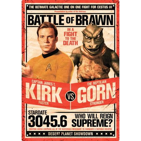 Star Trek - Kirk vs Gorn Tin Sign - 8x11.5 (Best Star Sign Love Matches)