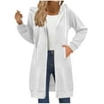 thumbnail image 5 of UngA Long Fleece Hoodies for Women Oversized Fleece Long Sleeve Sweatshirts Casual Fall Jacket Coat with Pocket Women's Zip Up Hoodies (White,M), 5 of 7