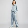 thumbnail image 4 of Fgvctg Womens Sweatsuits Set Fleece Half Zip Sweatshirt Lounge Sets 2 Piece Sweatsuits Wide Leg Sweatpants Warm Jogger Fall Tracksuits with Pockets Light Blue S, 4 of 6