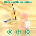 thumbnail image 3 of 100 Set 32oz Clear Plastic Cups with Flat Lids and Straws, PET Plastic Cups with Lids Colored Straws Drinking Disposable Cup for Ice Cream Cold Drink Iced Coffee Tea Juice(Black), 3 of 13