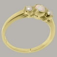 thumbnail image 3 of LBG British Made 14k Yellow Gold ring with Natural Opal & Cultured Pearl Womens Engagement Ring - 33 size options - Size 11, 3 of 6