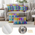 thumbnail image 6 of Outdoor Pillow Covers Abstract Retro Colorful Glasses Waterproof Pillow Cases 16x16 Set of 2, Geometric Diamond Lattice Throw Pillow Cover Pillowcase for Patio Balcony Couch Garden, 6 of 9