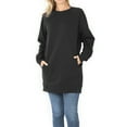 thumbnail image 4 of A2Y Women's Oversized Crew Neck Loose Fit Longline Front Slits Pockets Sweatshirts Black 1XL, 4 of 5