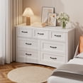 thumbnail image 2 of Modern 7-Drawer Glossy White Dresser, Lofka 47” Wide Luxury Chest, High-Gloss Storage Cabinet & Sleek TV Stand for Bedroom & Living Room, 2 of 9
