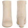 thumbnail image 2 of Unique Bargains Women's Round Toe Chunky Heels Ankle Boots Beige 8, 2 of 6