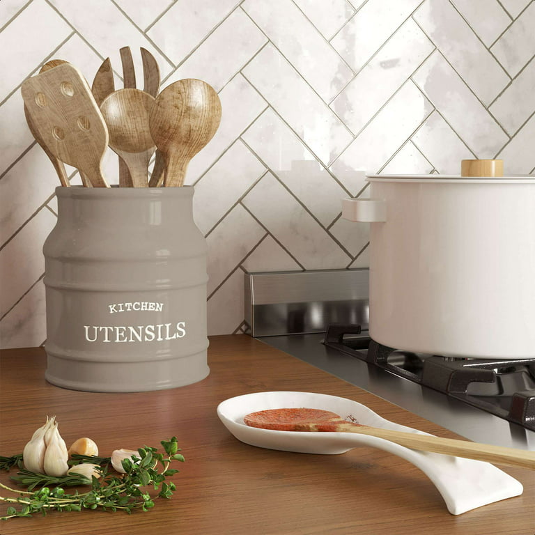 Kitchen Utensil Holder for Countertop-Large Kitchen Utensil Organizer  Ceramic Cooking Utensil Holder,Spatula Holder & Utensil Crock for Kitchen