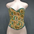 thumbnail image 6 of LEKDFST Yellow Overbust Corset Tops For Women Strapless Bodysuit With Sunflower Print Shaping Bust Support Renaissance Corset Lingerie Bodyshaper M, 6 of 7
