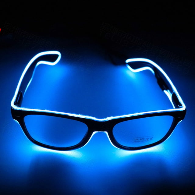 1 Light Up Glasses, Blue 4 Modes LED Glasses EL Wire Neon Light Light Up , Shutter Neon Rave Flashing Light Up Glasses for Party/Nightclub/DJ/Concert/