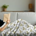 thumbnail image 3 of Cartoon Soft Flannel Fleece Blanket, Doodle Style Forest Animals Hand Drawn Sleeping Fox Portraits and Trees, Cozy Plush for Indoor and Outdoor Use, 50" x 60", Beige Black and White, by Ambesonne, 3 of 5