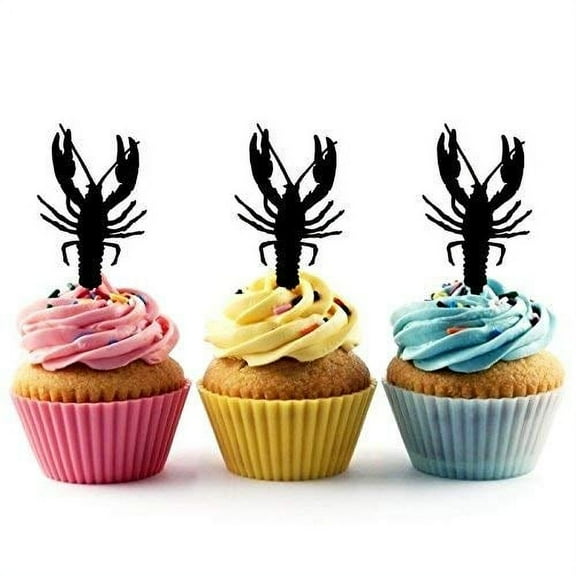 Crawfish Silhouette Acrylic Cupcake Toppers 12 pcs