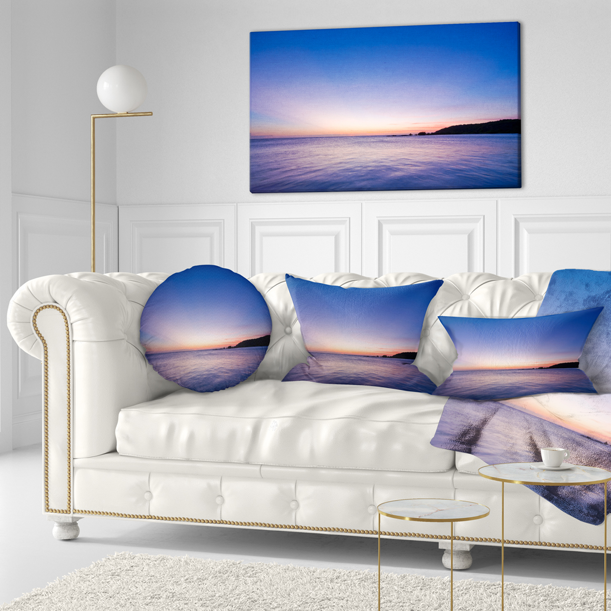 Designart 12" x 20" Blue Polyester Throw Pillow