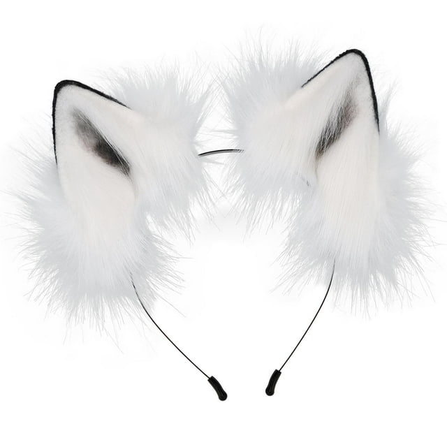 Peluche Orejas sintética Diadema Disfraces Disfraz Pinza de pelo Regalo Halloween Cosplay Rendimiento Vestir Espectáculos Blanco Colco Sombreros