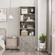 thumbnail image 2 of Estilo rural-style bookshelves: industrial grande estante de libros con doors y abiertos estantes, 6 niveles freestanding de madera book estante in gray para sala de estar, dormitorio, y oficina, 2 of 8