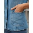 thumbnail image 5 of DARING DIVA Women's V Neck Patch Pockets Button Down Sleeveless Jacket S Blue, 5 of 7
