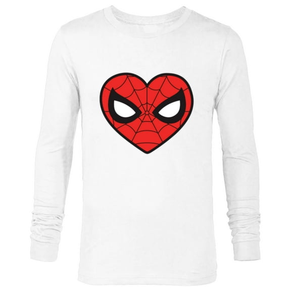 Marvel Spider-Man Eighties Heart Mask Logo - Long Sleeve T-Shirt for Men - Customized-White
