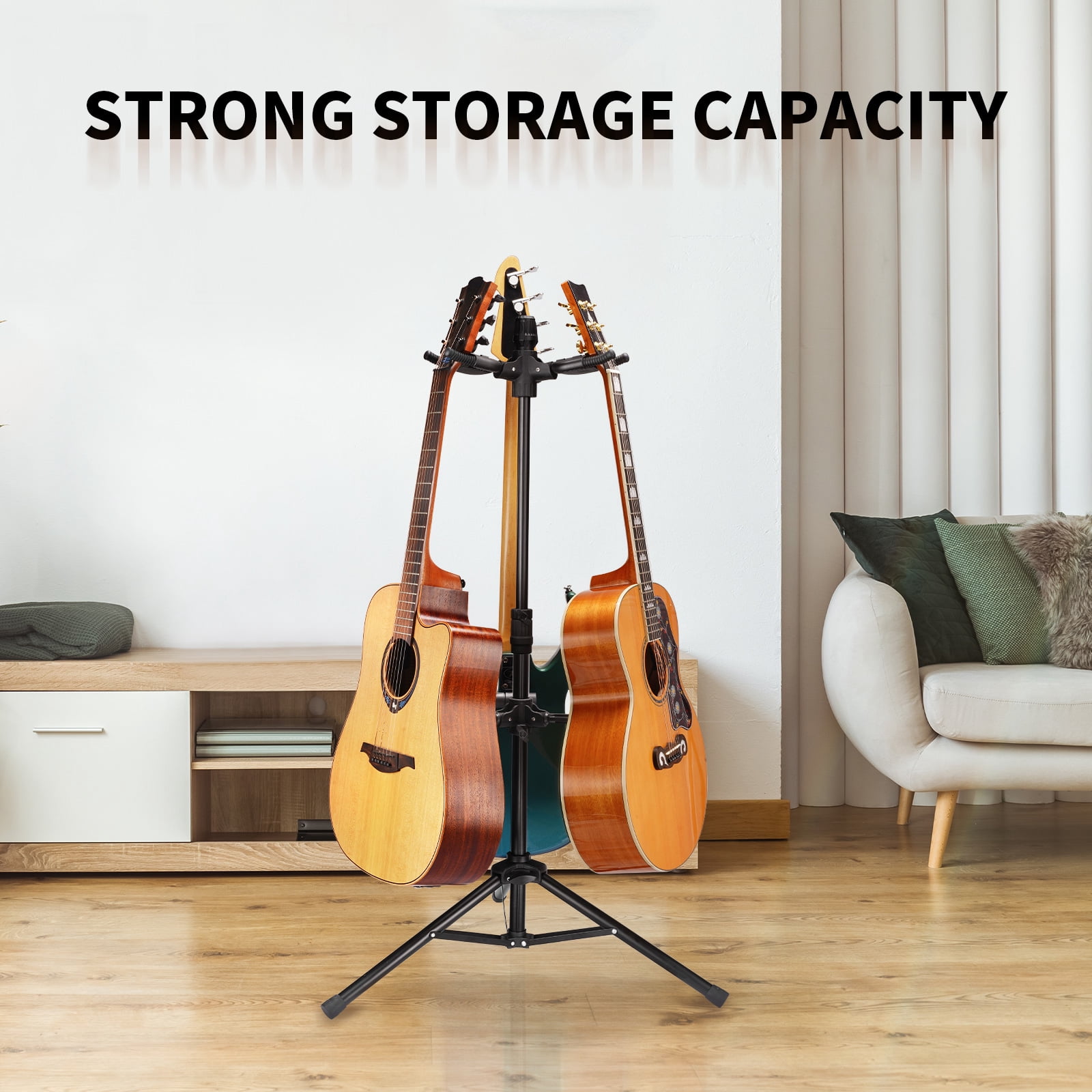GUITTO Triple Guitar Stand, Heavy Duty 3 Guitar Holder with Auto Lock 99lbs Capacity