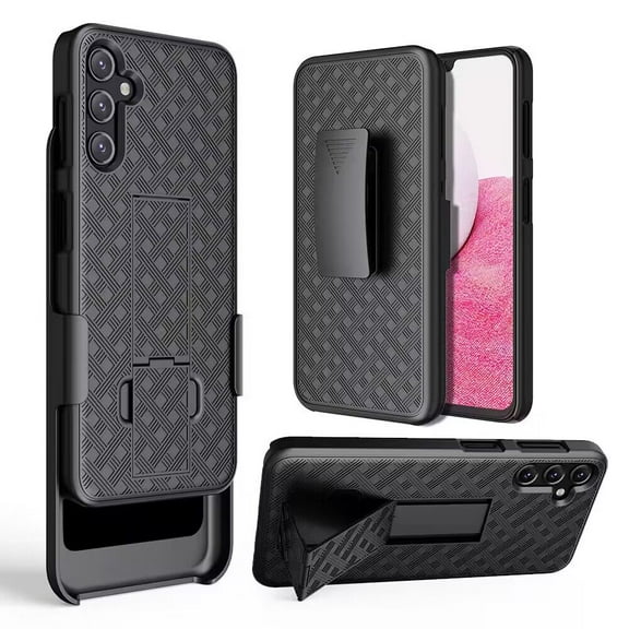 For Samsung Galaxy S23 FE /Fan Edition 5G Hybrid Built-in Kickstand Holster Combo 3in1 Swivel Belt Clip Slim Shockproof Cover ,Xpm Phone Case [ Black ]