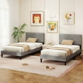 thumbnail image 6 of Costway Twin Size Bed Frame with Linen Fabric Upholstered Headboard & Wooden Slat Support, 6 of 11