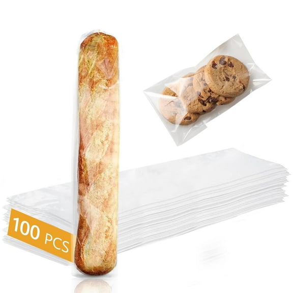 Tripumer 100 Pcs Crystal Clear OPP Baguette Bags Long Bread Loaf Bags  for Homemade Bread  Bakery