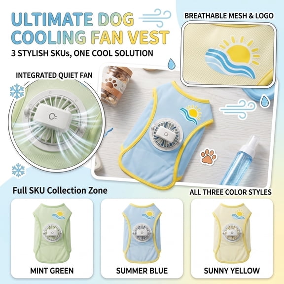 3 Pack, Dog Cooling Vest with Portable Rechargeable Fan Cooling Vest for Dogs Breathable Cooling Gear for Hot Weather Lightweight Pet Cooling Jacket for Small and Medium Dogs