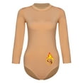 thumbnail image 3 of Haitryli Women's Long Sleeve Fleece-lined Leotard Figure Skating Acrobatics Competition Stage Performance Outfit Nude Mock Neck 160, 3 of 7