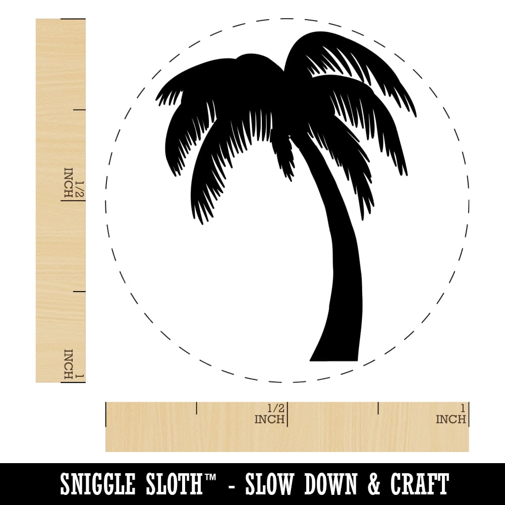 Palm Tree Tropical Solid Self-Inking Rubber Stamp Ink Stamper - Green Ink - Medium 1 Inch