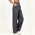 thumbnail image 5 of YUGYXL Women's High Waisted Wide Leg Dressy Pants Business Work Trousers, Flat Front Waist, Side Pockets Gray Pants, 5 of 6