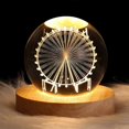 thumbnail image 4 of Crystal Ball Light with Wooden Base, 3DEngraved Moon and Star Lamp, 4 of 5