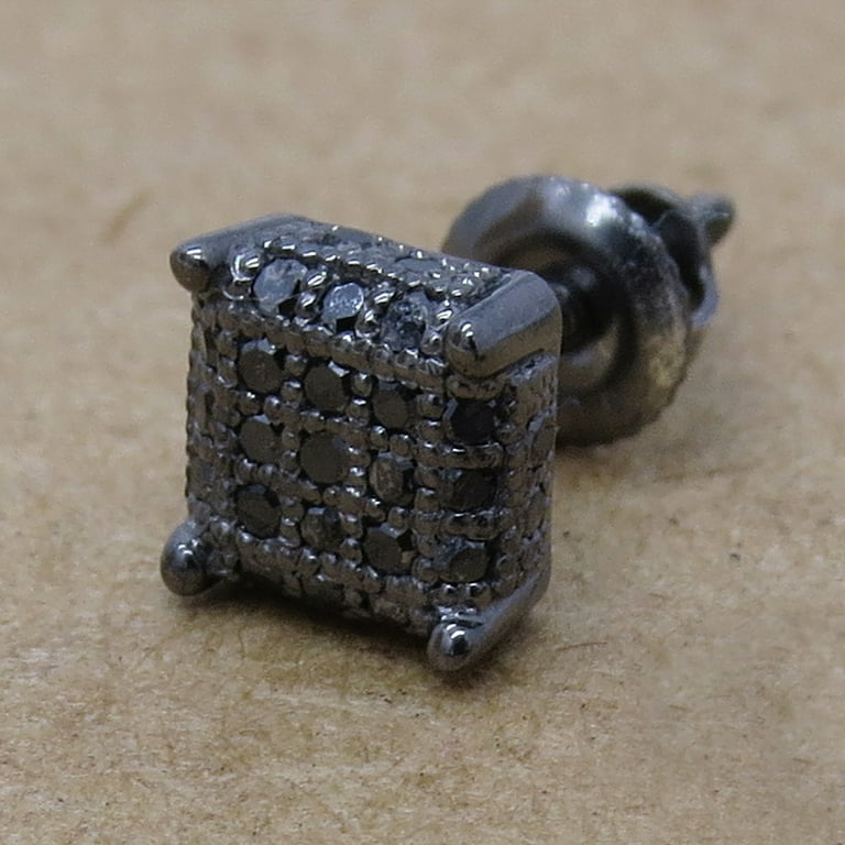 Dazzlingrock Collection 0.17 CT Round Black Diamond Men Stud