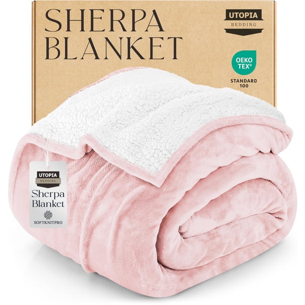 Manta Utopia Bedding Sherpa Twin Rosa 152 x 203 cm
