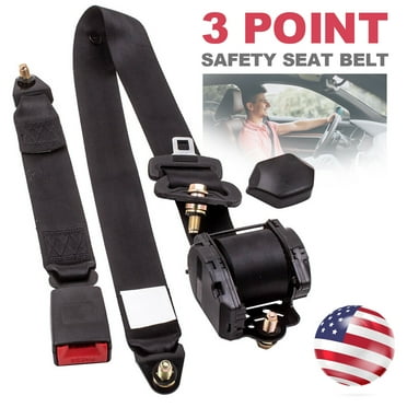 Universal 3 Point Retractable Car Seat Belt Car Safety Belt Automatic Car Front Seat Safety Belt Strap Buckle Kit Adjustable,Black