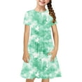 thumbnail image 2 of ATOGUTA Graduation Dress for Girls Short Sleeve Casual Kids Tie-Dye Summer Sundress Green, Size 4T-14, 2 of 5