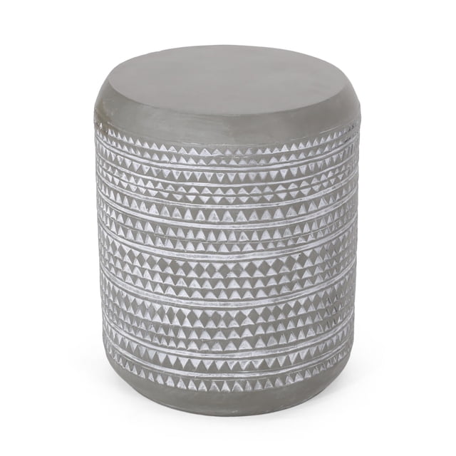 Mesa auxiliar Benzara Outdoor redonda de hormigón sintético gris, 41 cm