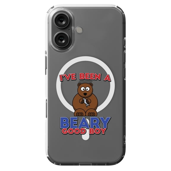 DistinctInk MagSafe Clear Case for Apple iPhone 16 (6.1" Screen) - I've Been A Beary Good Boy - Shockproof Protection