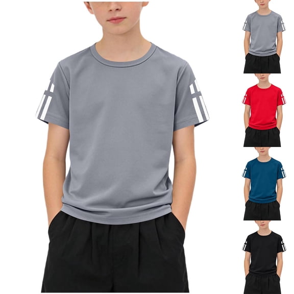 VBTAPA Toddler Boy Girl Summer Outfits Solid Casual Tracksuit 2 Piece Short Sleeve T-shirt & Shorts Clothes Set Blue 5-6 Years