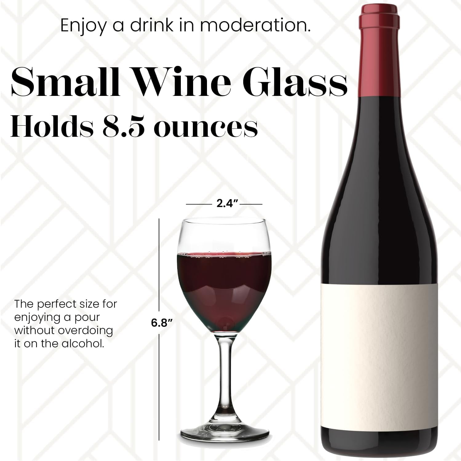 Vikko 8.5 Oz Mini Wine Glasses with Stem Glassware Set for Red & White Wine, 6-Pack